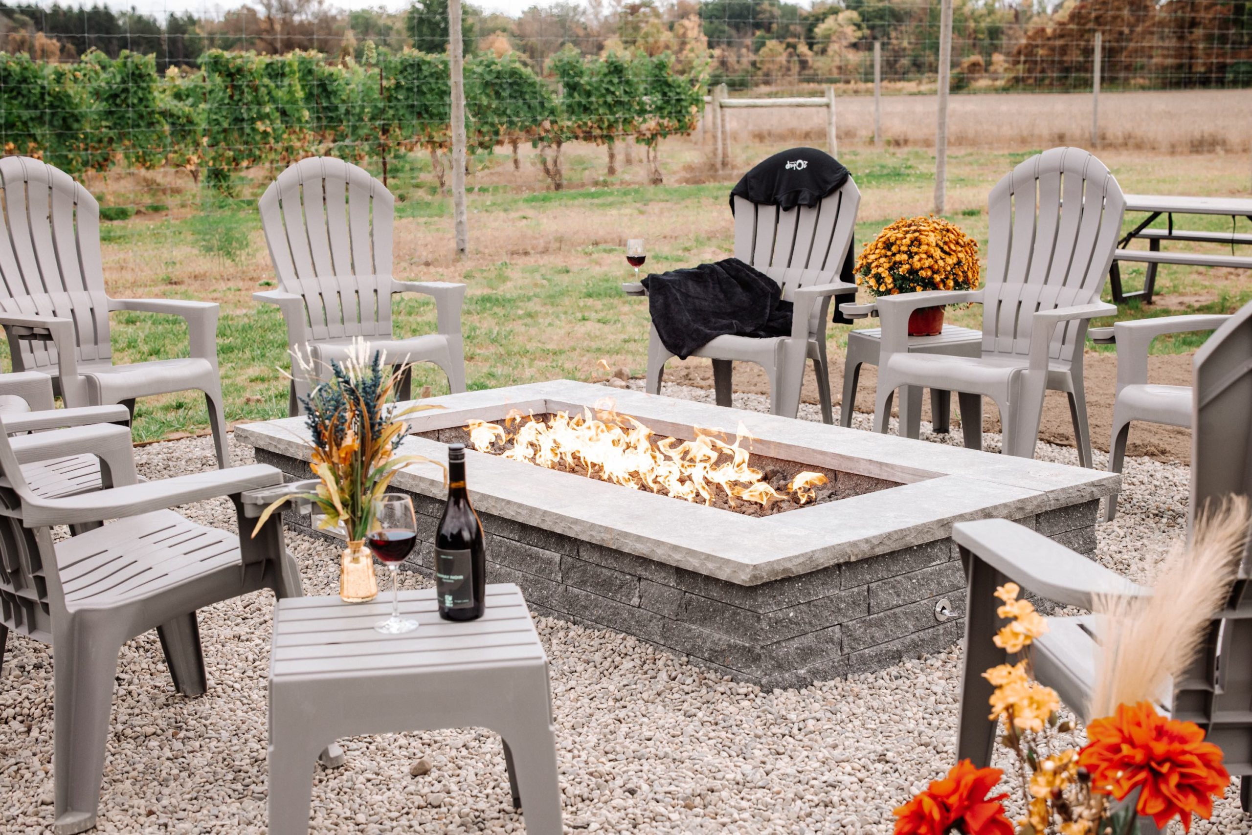 outdoor fire pit at 20 Deep Winery outdoor fire pit at 20 Deep Winery